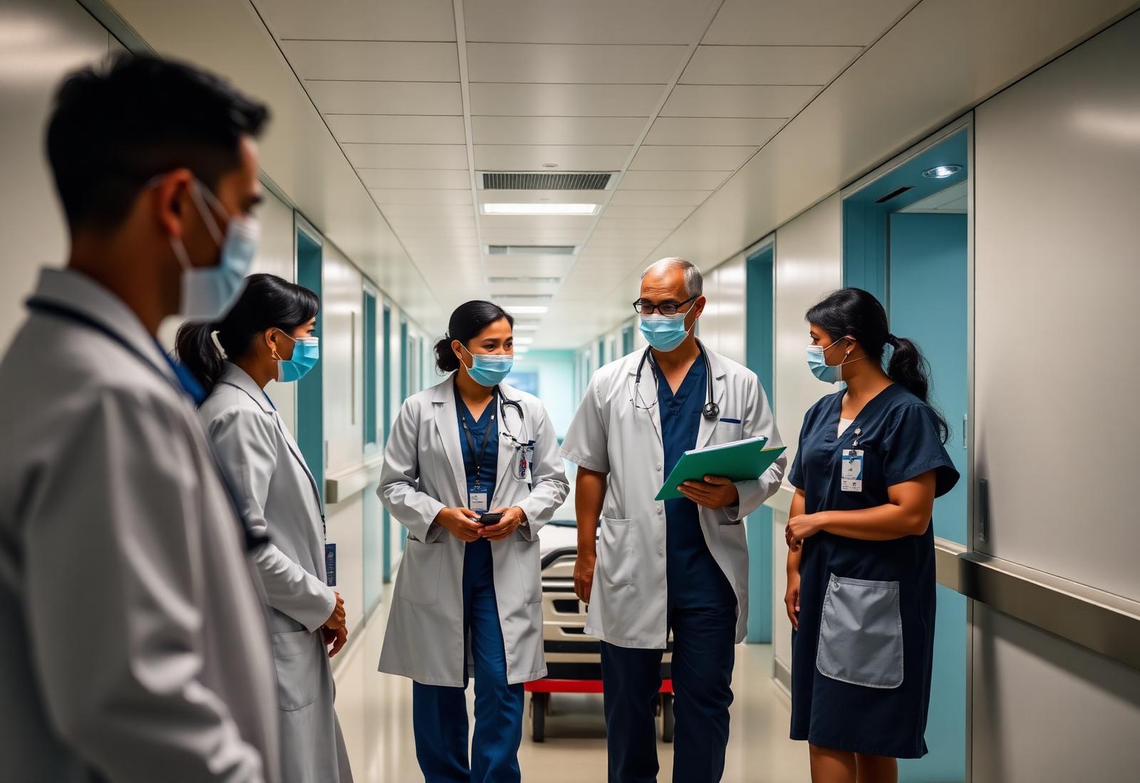 International medical team caring for patients